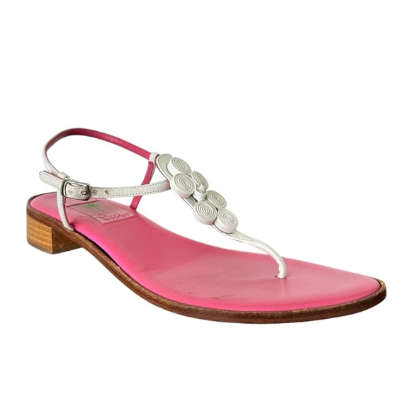 LILLY PULITZER Leather Thong Sandal Coiled Leather Detail Resort White Size 10 - Picture 2 of 9